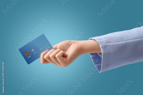 Hand with credit card on bl...