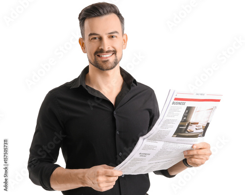 Handsome businessman readin...