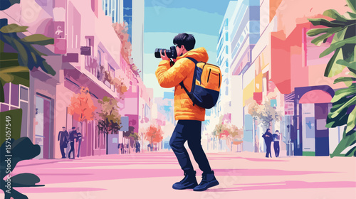 Modern Camera Icon for Professional Photographers with Flat Vector Illustration