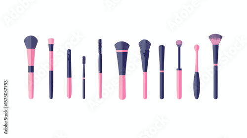 Professional Makeup Brush Set Vector Illustration