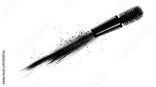 Elegant Mascara Brush Line Art on White Background