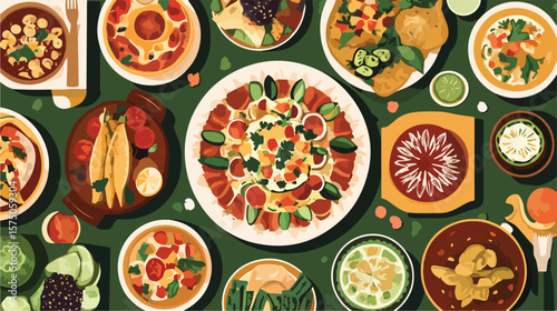 Colorful Mexican Food Design Flat Vector Illustration