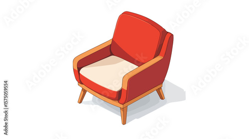 Luxurious Modern Wooden Armchair Isometric View Furniture Design