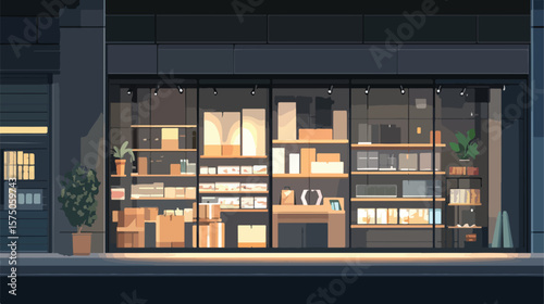 Modern Retail Store Façade with Variety of Merchandise Display