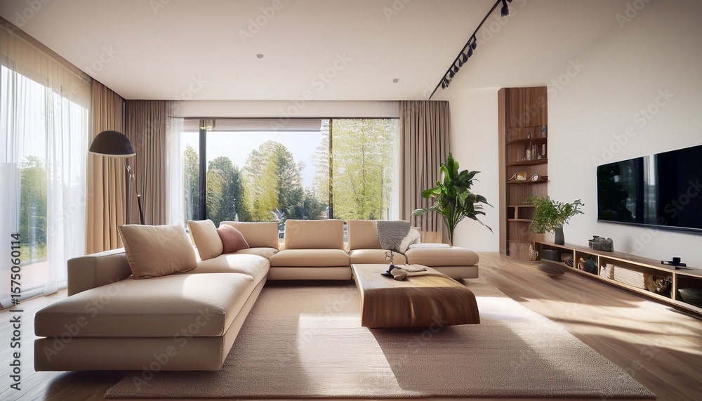 custom made wallpaper toronto digitalscandinavian home interior design of modern living room with large beige sectional sofa against tv