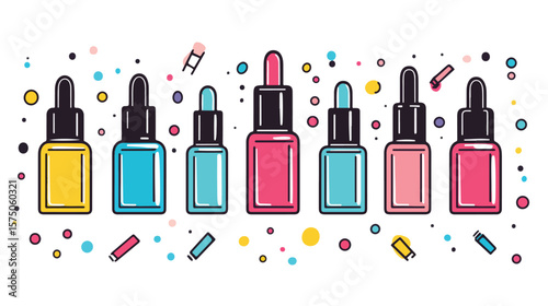 Vibrant Nail Polish Vector on White Background for Beauty Concepts
