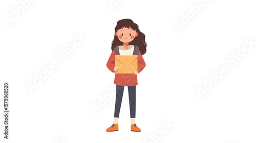 Professional Communication Concept with Female Character Holding Envelope