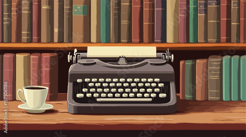 Vintage Typewriter on Wooden Table for Old-Fashioned Charm