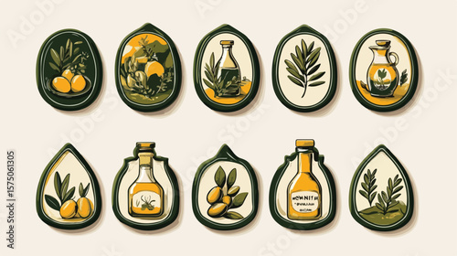 Vintage Style Olive Oil Badges for Professionals