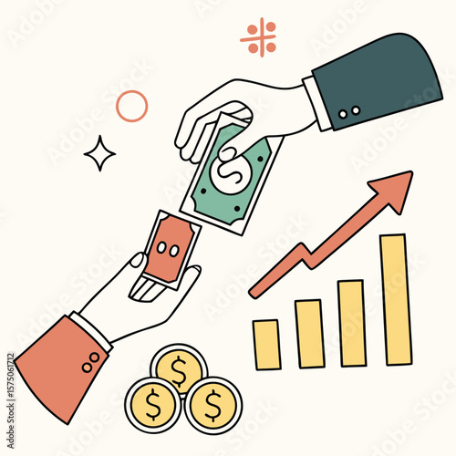 Finance & Donation Hand Gestures – Money Concept Vector Icons