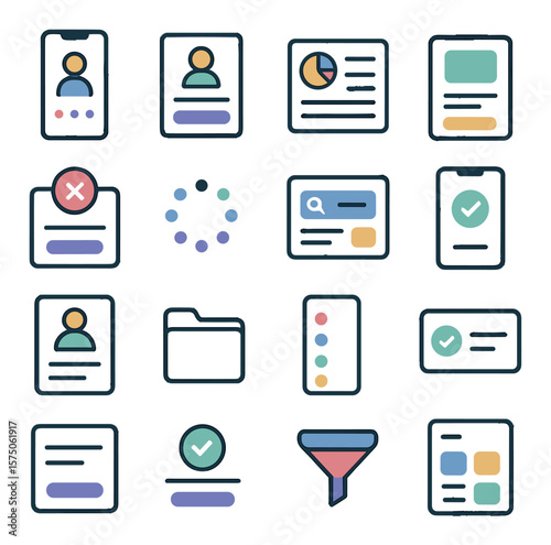 UX/UI Patterns modern flat .Onboarding screen, login form, dashboard layout, product card, error state, loading animation, search results, confirmation screen, profile view, empty