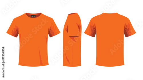 Modern Orange T-Shirt Vector in Flat Design for Fashion Illustration