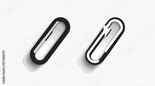 Professional black and white paper clip flat vector icon