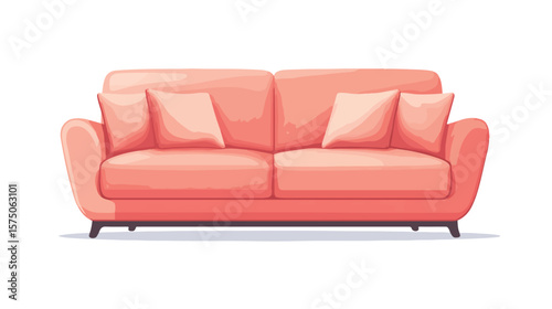 Modern Peach-Colored Sofa with Cushions for Stylish Interiors