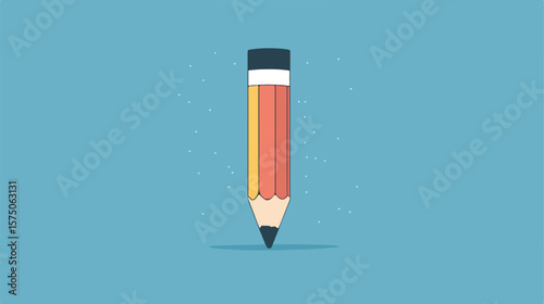 Flat Vector Illustration of Pencil and Eraser Isolated