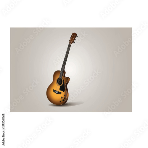 Silhouette of acoustic guitar with sleek body and curved strings for music branding, entertainment design, and creative lifestyle themes