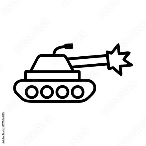 Minimalist outline icon tank firing cannon svg