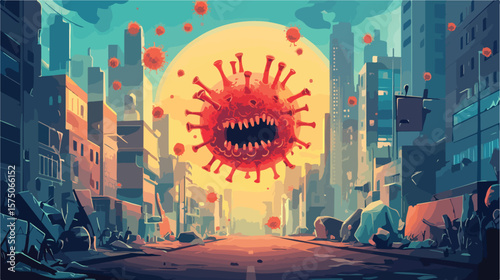 Virus Attack Flat Vector Illustration - Digital Security Concept