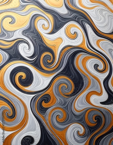 Dynamic Swirling Marble Texture with Golden and Dark Accents