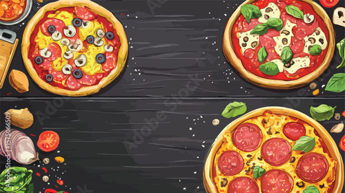 Chalkboard Pizza Menu Cartoon Background for Restaurant Promotion