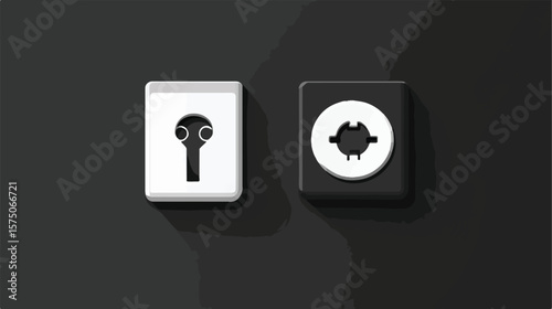 Modern Black and White Plug and Socket Vector Icon