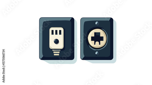 Electrical plug socket flat vector illustration isolated