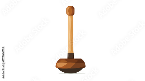 Flat Vector Illustration of Plunger Hand Tool for Toilet