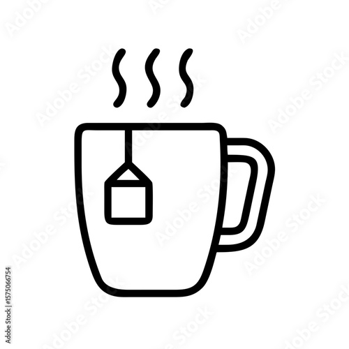 Minimalist outline icon tea mug with tea bag svg