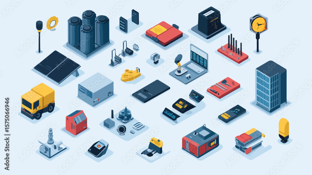 Fototapeta premium Professional Power Icons Isometric Set Vector Illustration