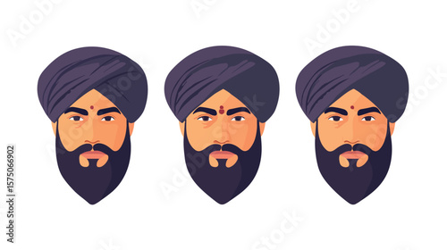 Sikh Man Portrait: Headshot of Guy with Turban and Beard