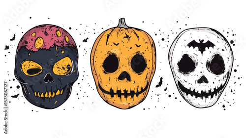 Halloween Props for Spooky Party Decor - Vector Illustration