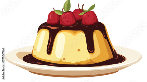 Delicious Pudding Vector on White Background for Designs