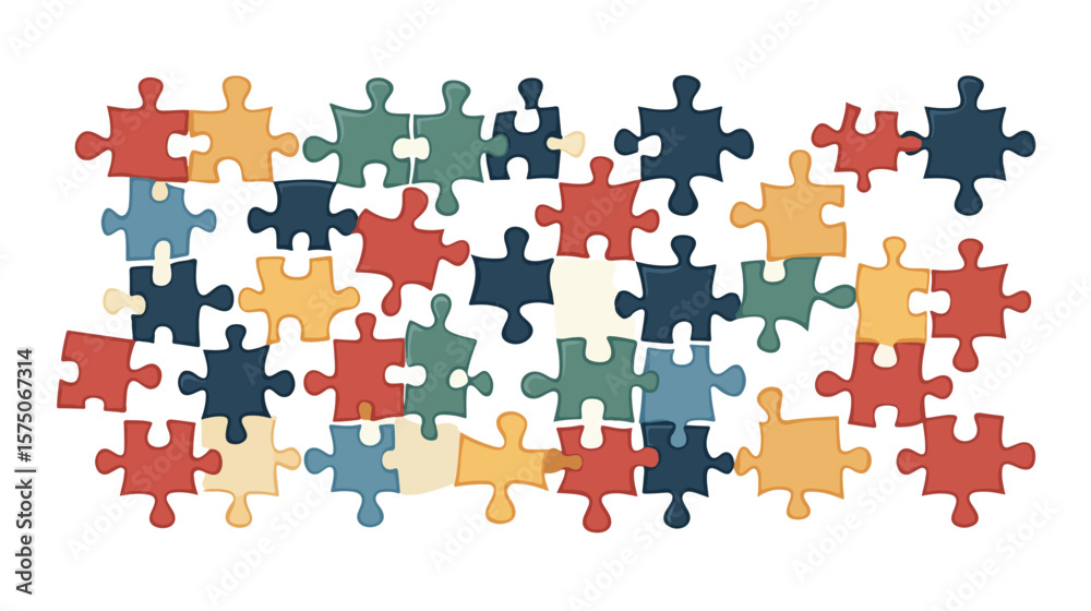 Naklejka premium Colorful Puzzle Vector on White Background for Creative Projects