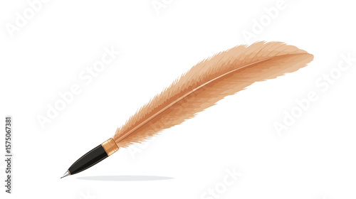 Vintage Quill Pen Flat Vector Design for Creative Projects