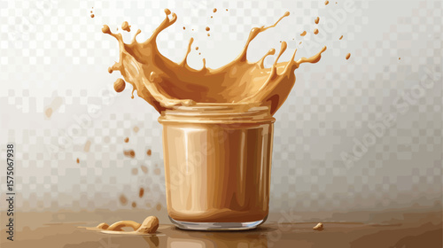 Organic Peanut Butter Splash Liquid, Natural Food Product Photography