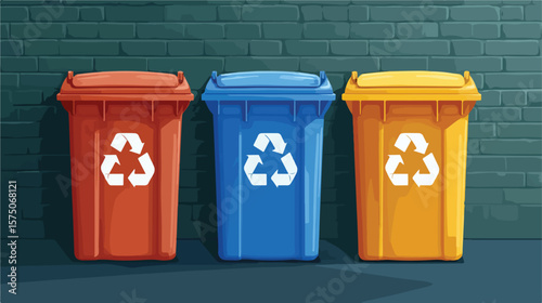 Recycling Symbol on Plastic Garbage Container