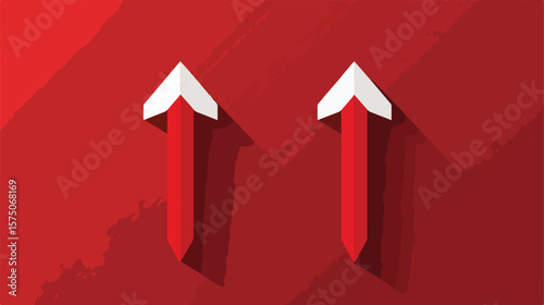 Red Arrow Icon Pointing Upward and Downward for Growth and Decline