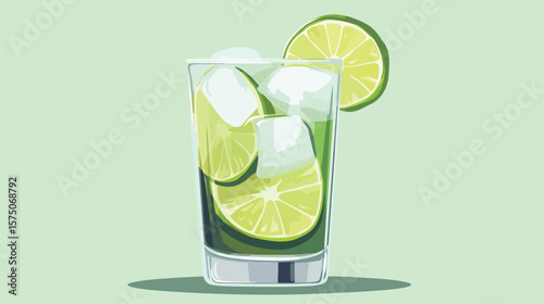 Refreshing Cocktail with Lime and Ice in a Drink