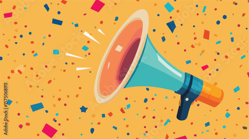 Grand Reopening Invitation Card Design with Megaphone Illustration