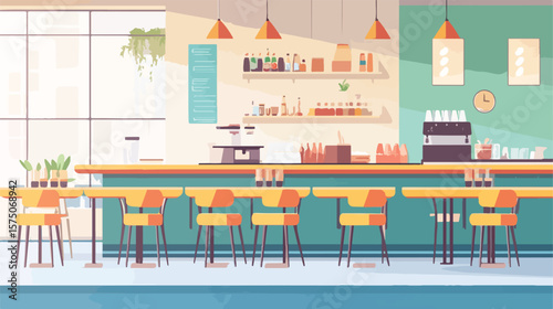 Modern Restaurant Design Flat Vector Illustration