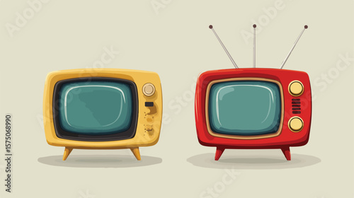Vintage Television Flat Vector Icon Design for Graphic Projects