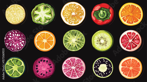 Isolated Realistic Cartoon Ripe Vegetables Collection on White Background