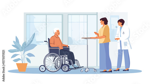 Compassionate Social Worker Helping Elderly Person with Disability