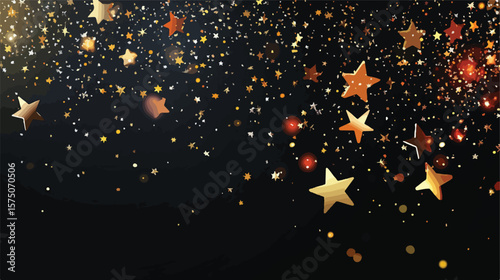 Elegant Sparkling Stars Glitter Shimmering on Black Background