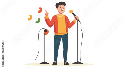 Professional Speaker Performing with Microphone in Hand
