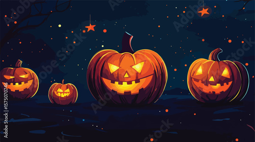 Spooky Halloween Pumpkin Lanterns Celebrating