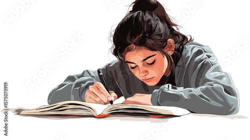 Student Repeats Homework Flat Vector Illustration