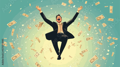 Success Flat Vector Illustration with Centered Composition