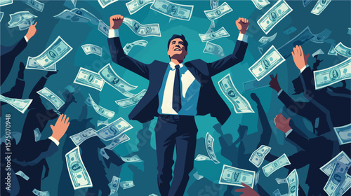 Successful Businessman Flat Vector Illustration