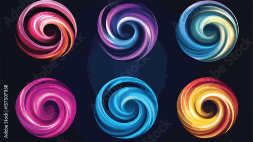 Colorful Swirling Vector Spiral Effect Set for Designers